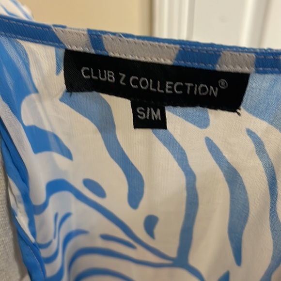 Turquoise & White Kimono/Cardigan by Club Z Collection/ Palm leaf Print/ Small - Picture 7 of 8